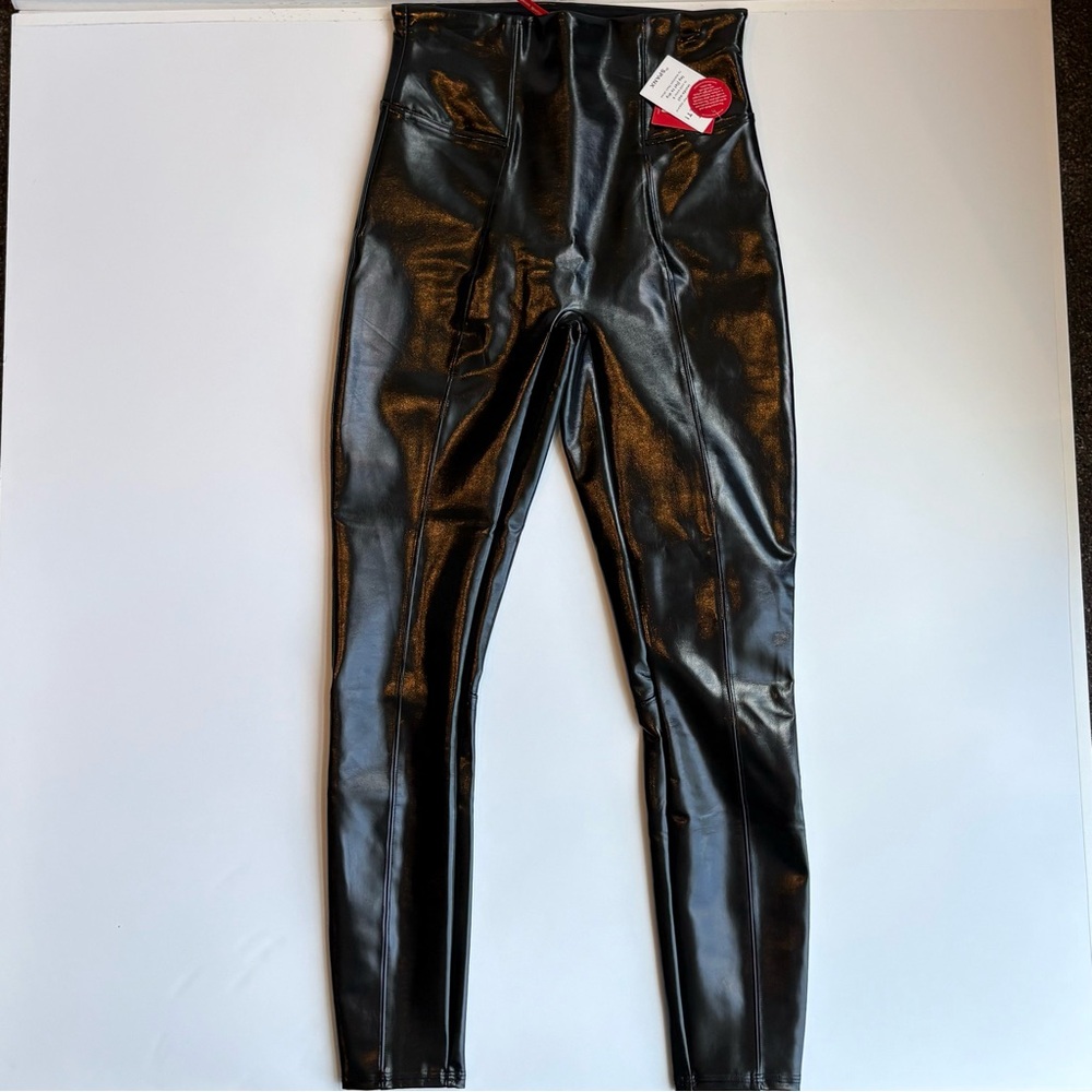 SPANX Faux Leather High-Waist Leggings in Black